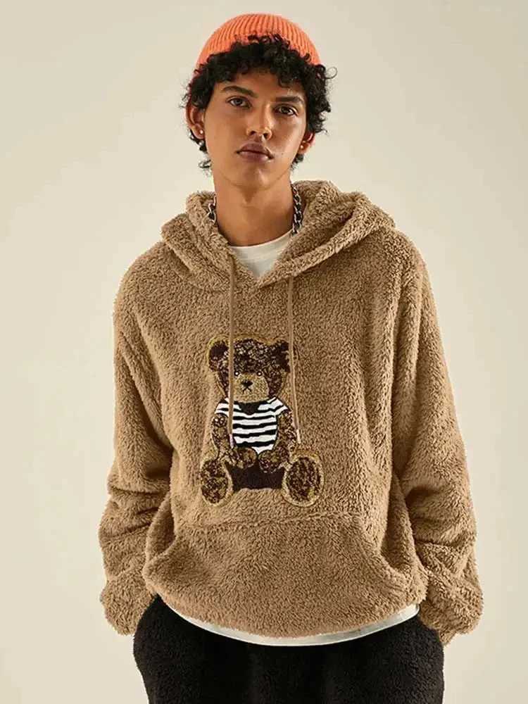 New Winter Mens Hoodie Thick Fluffy Hoodie Neutral Hip Hop Zipper Sweatshirt Classic Mens Hoodie Jacket Top W250408