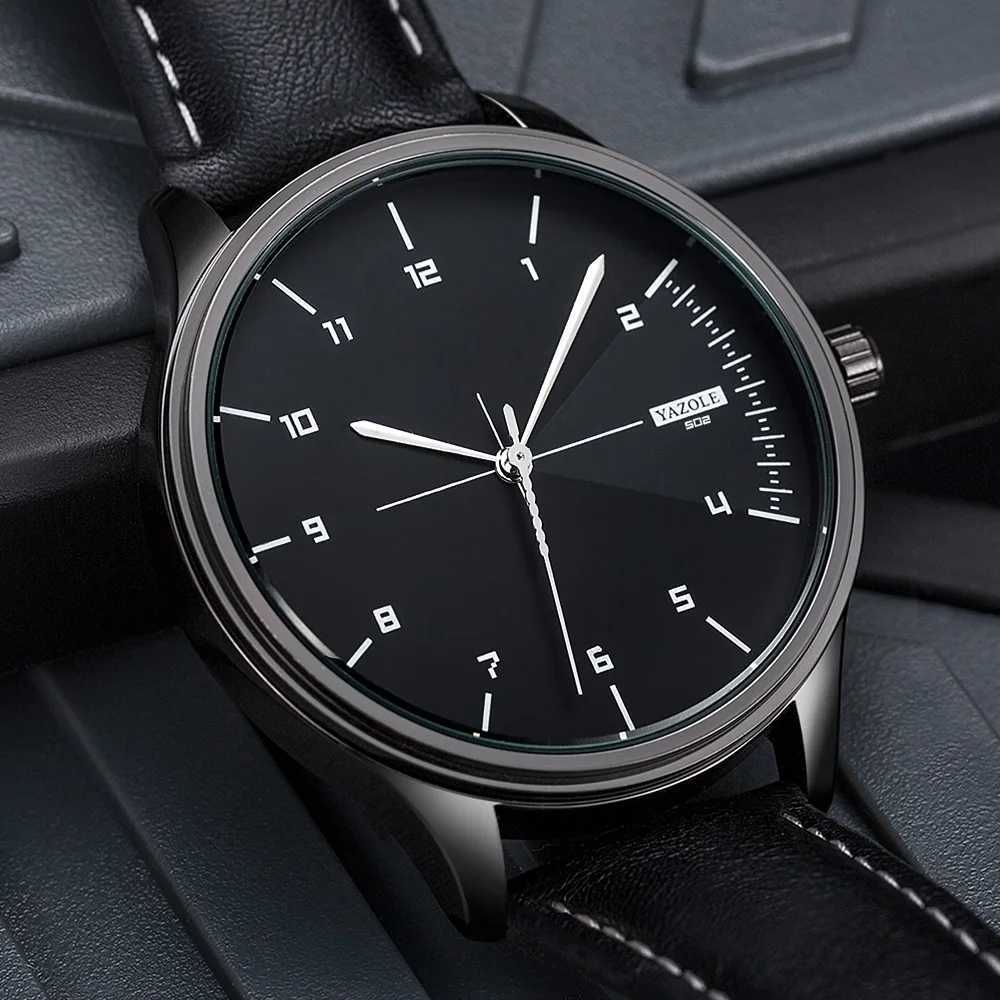 YAZOLE Top Luxury Mens Leather Quartz Watch Mens Leisure Sports Watch Montre Homme Y250407