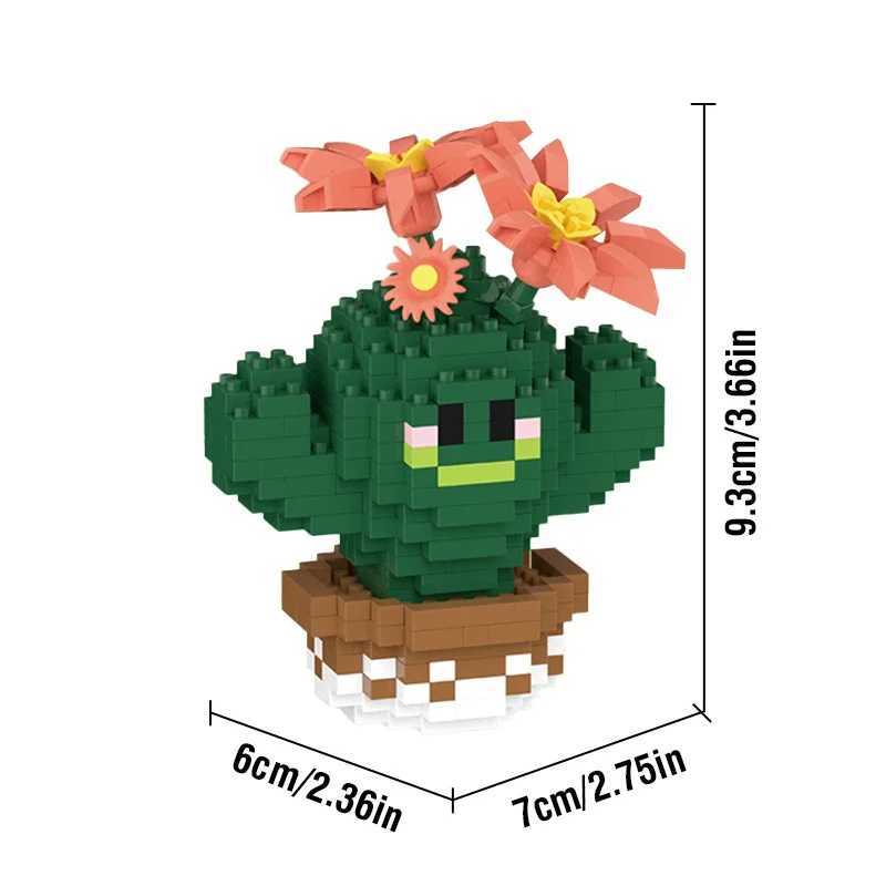Free shipping Potting Building Blocks Mini Cactus Desktop Decoration Eternal Life Pollen Bowl DIY Assembly Model Childrens Toy Gift