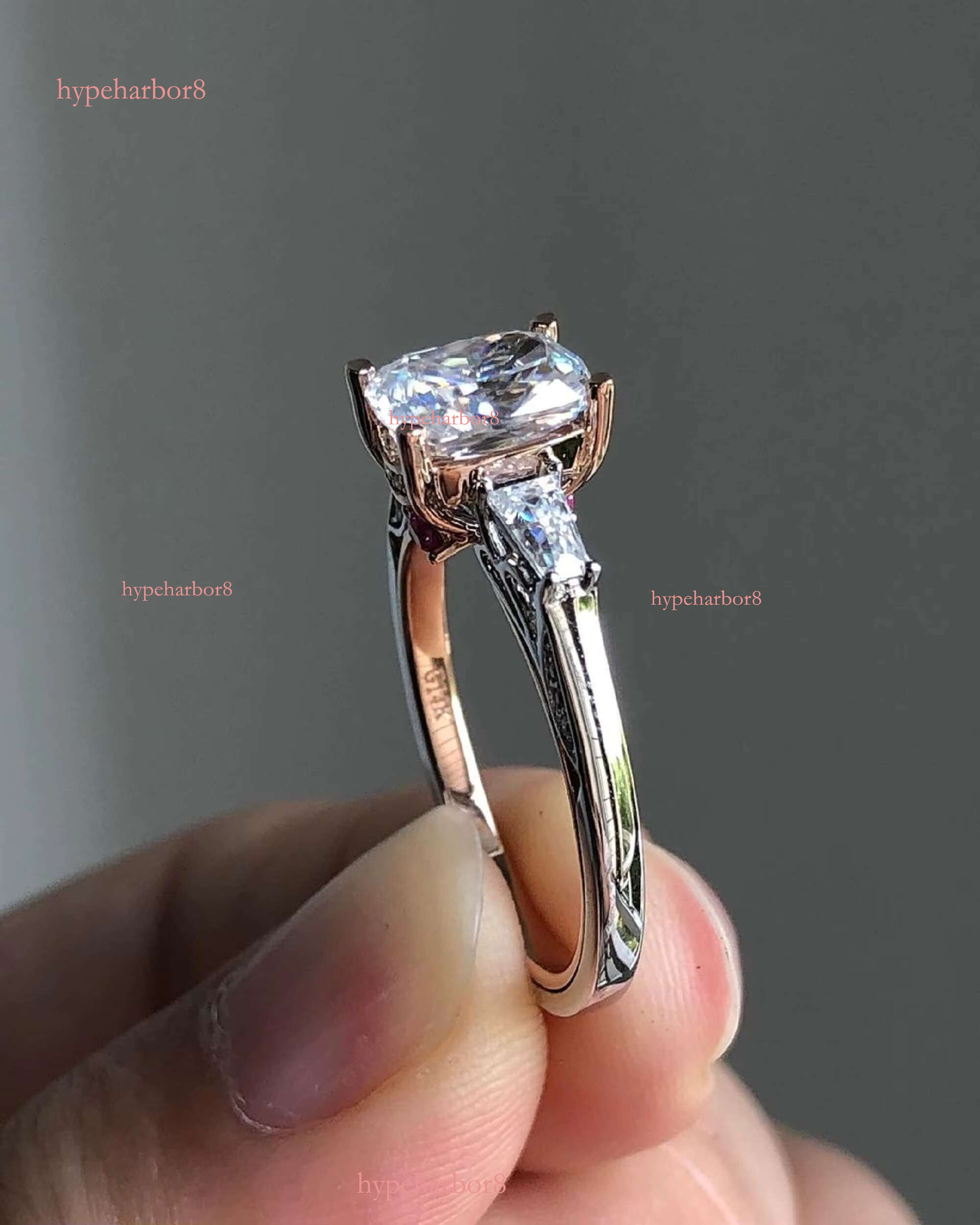 14k Women's 3CT Three Stone Silica Engagement Hidden Halo Wedding Anniversary Ring Celebrating Love