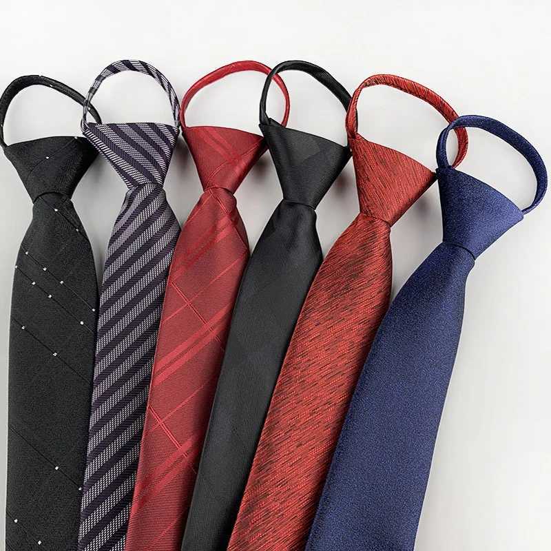 Pre-tied Tie Zipper Neck Mens Skinny 7cm Zipper Necktie Red Black Blue Solid Color Narrow Daily Style Business Pre-tied Neck Tie X2504071