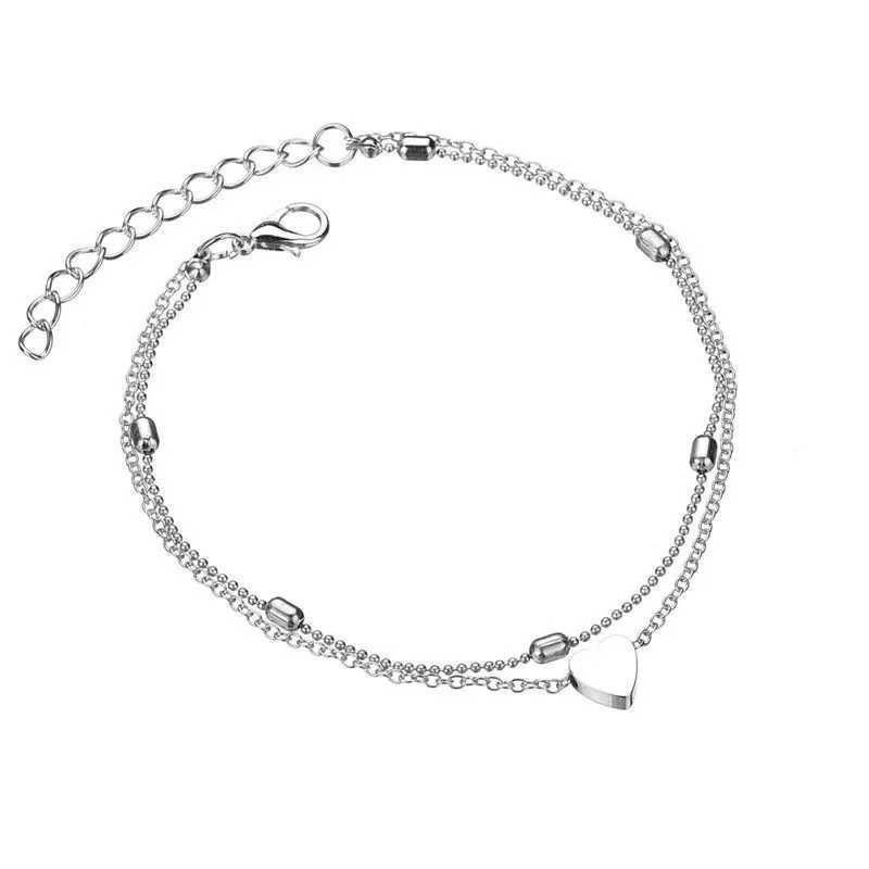 2pcs Anklets Women Heart Ankle Bracelet Charm Beaded Dainty Foot Jewelry for Women and Teen Girls Summer Barefoot Beach Z250408