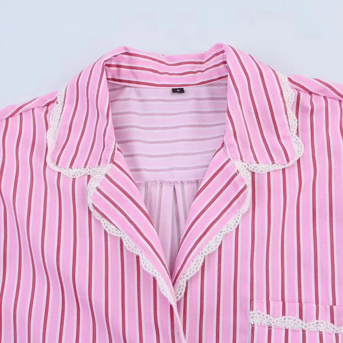 TRAF Women 2025 Spring Fashion Lazy Style Striped Lace Stitching Shirt Chic Suspender Belt with Wide Leg Pants suit Mujer 250408