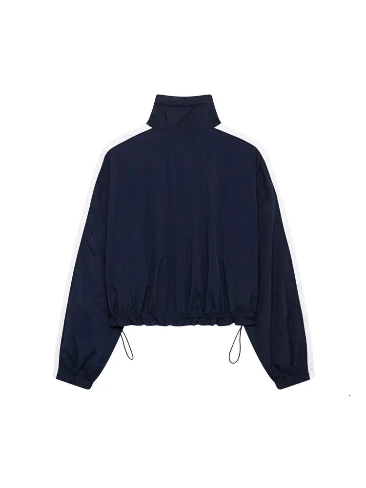 TRZA Women Fashion With Side Stripes Cropped Jacket Coat And High Waist With Elastic Drawstring Skort Female Two Piece Sets 250408