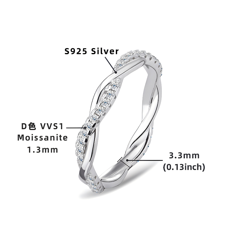 Free shipping S sterling sier twist designer ring for women girls shine moissanite lovers wedding engagement rings jewelry Free shipping