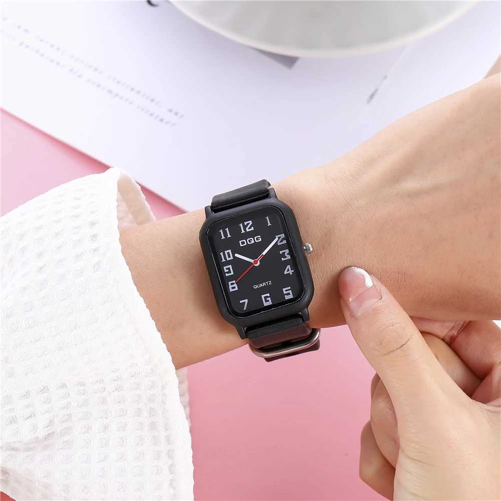 Fashion Sports Womens DQG Brand Watch Simple Rectangular Number Womens Quartz Watch Casual Silicone Strap Dress Gift Watch Y250407