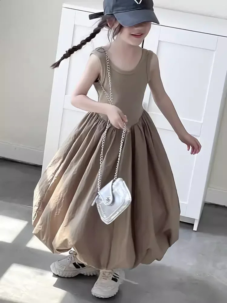 Summer Girls Fashionable Backless Baby Flower Bud Dress Children Sleeveless Tank Top Princess Dress 250408