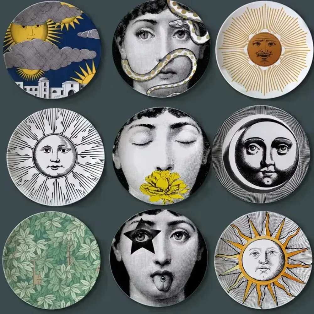 Retro wall mounted tableware painting decorative panels retro ceramic art womens face decoration with bracket 6/7/8 inches X250408