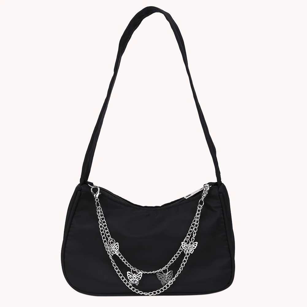New Arrival Fashionable womens butterfly chain shoulder bag solid color casual full matching underwear bag elegant womens small homeless handbag T2504