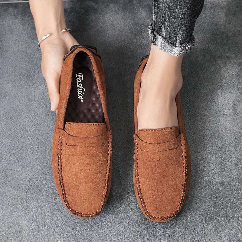 Fashion Suede Casual Breathable Comfort Slip-On Driving Brand Men Loafers Mens Lazy Shoes Moccasins