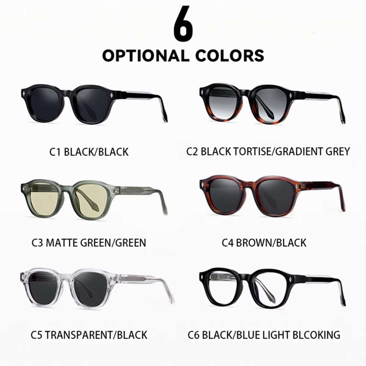 One Shop Hot Selg Fashion Square Polarized Round Unisex Sunglasses Retro Sun Glasses