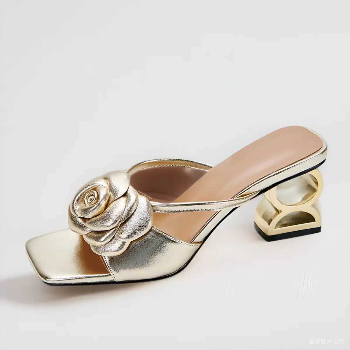 Womens shoes 2024 new summer Fi flower black beige gold dress party wedding womens shoes size 34-42XJ250407