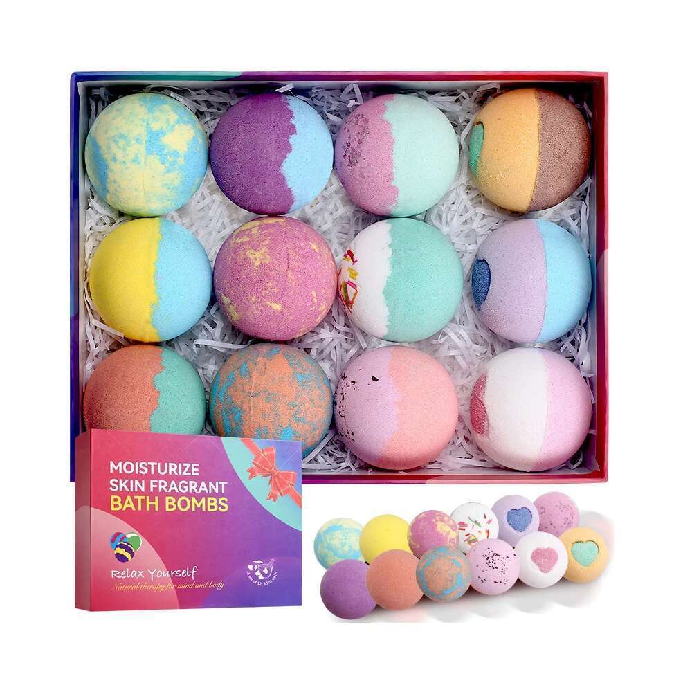 Bath Bombs Women Set 12Pcs Natural Wonderful Fizz Effect Bubble & Spa Amazing Gift For Wife, Girlfriend, Mother