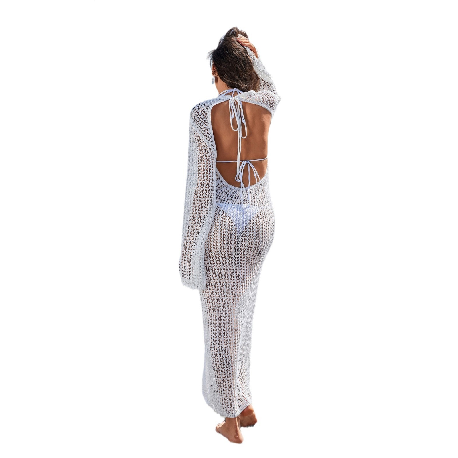 Quality 2025 Summer Breeze Street Trendy Womens Knitted Hoodie V-neck A-line Skirt Dress