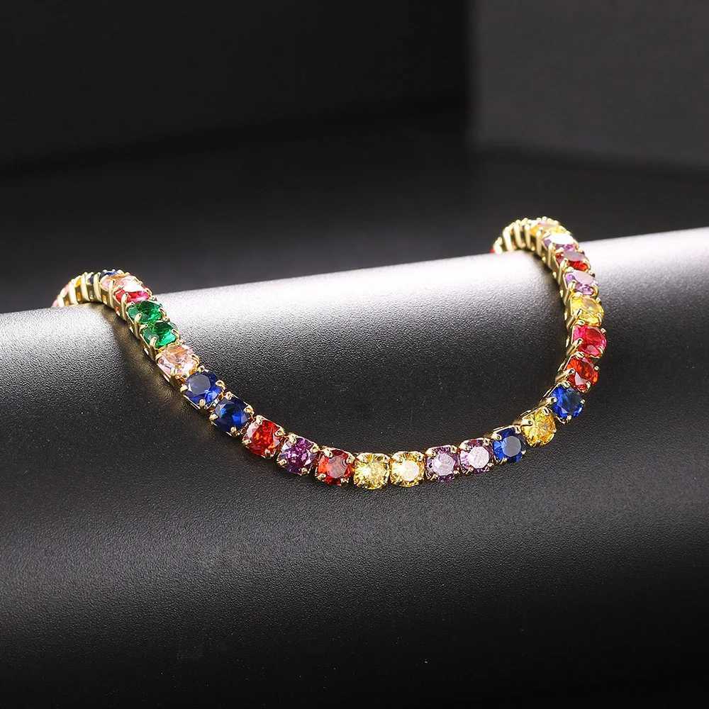 Hip Hop Iced Out Tennis Chain Necklace For Men Women Luxury Cubic Zircon Crystal Short Rock Neck Accessories Jewelry OHN016C250407