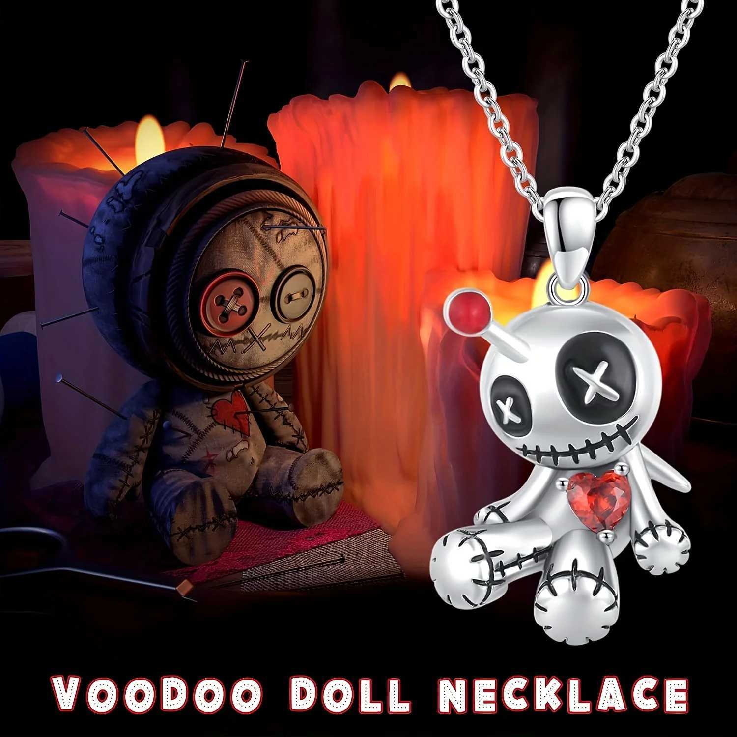 Creative Funny Voodoo Doll Red Heart Pendant Necklace for Women Trendy Punk Cartoon Girl Holiday Decoration AccessoriesC250407