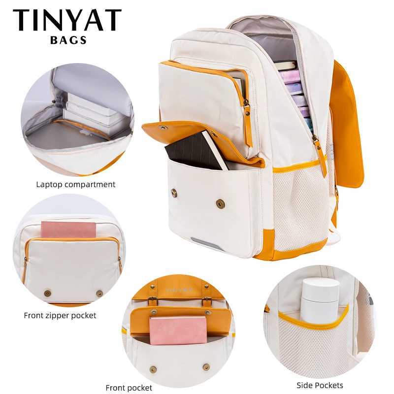 TINYAT Waterproof Shoulder Bag for Women Large Capacity Mens Backpack with 5 Pockets School Bag for 13 Laptop to Daily UseC250407