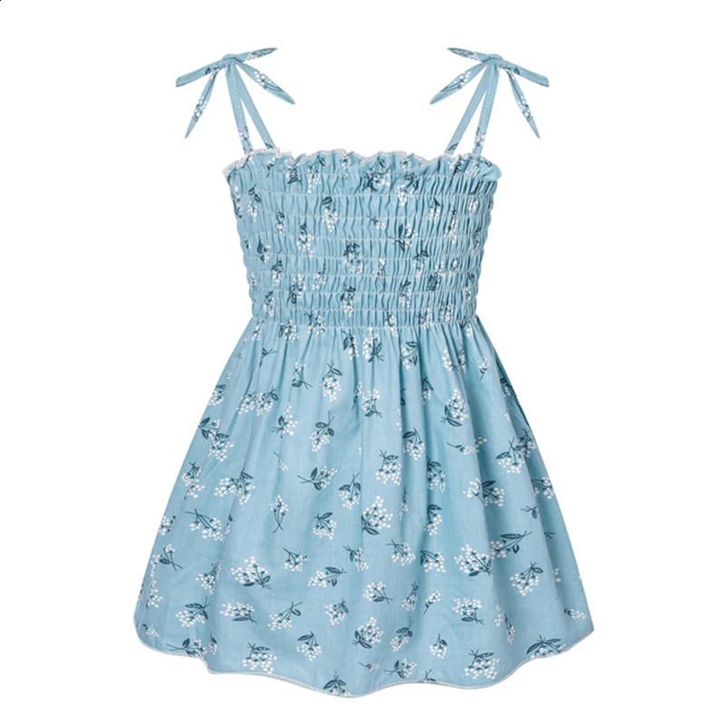 2025 Summer Baby Girl Floral Dress Childrens Casual Toddler Kids Cotton Clothes Dress for Girls Sleeveless Sling Beach Sundress 250408