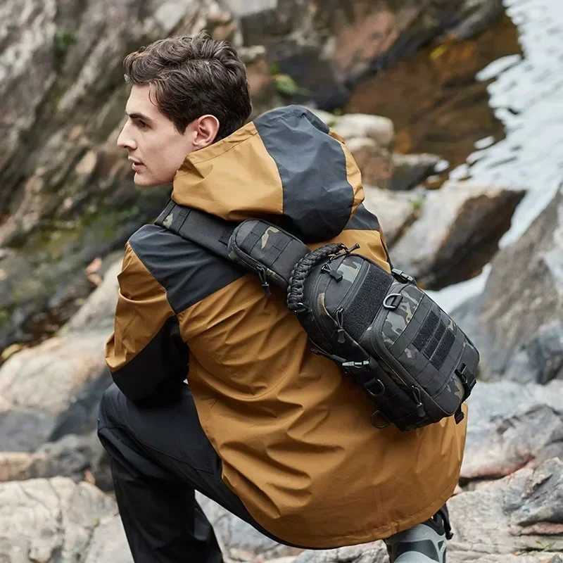 Mens Outdoor Tactical Chest Bag - High Capacity Waterproof One Shoulder Crossbody Sports Bag for Man Tactical BackpackC250407