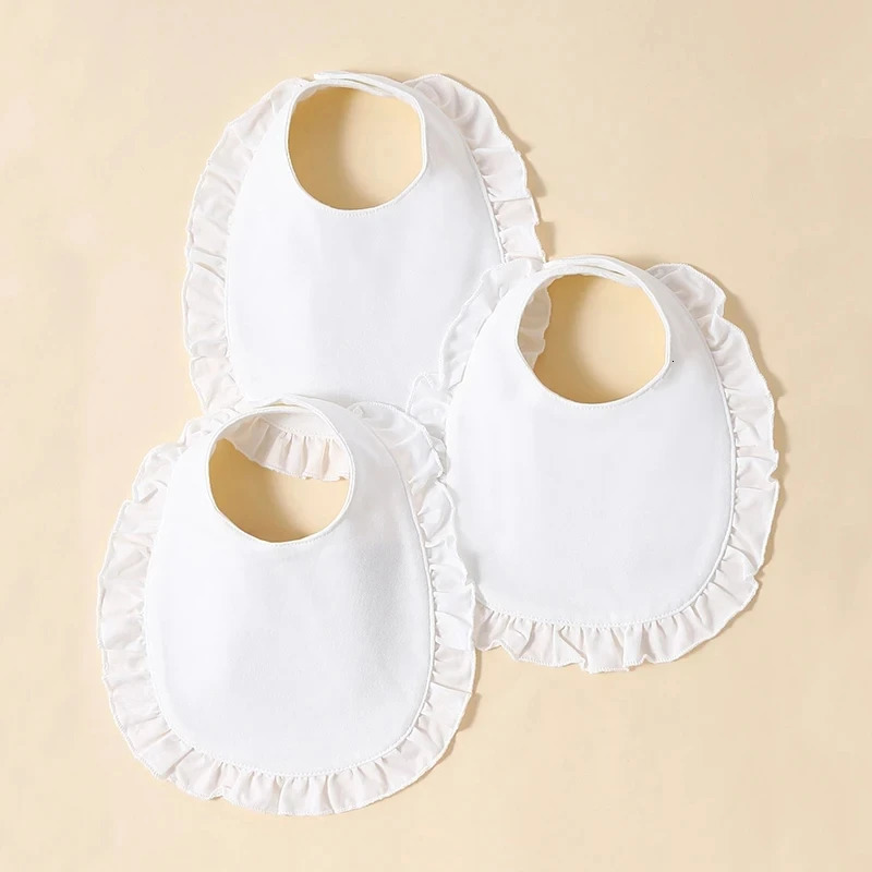 3 Pcs Baby Girls Saliva Towel 100% Cotton Soft Comfort Lace White Simplicity 0-2 Yeas Old 250408