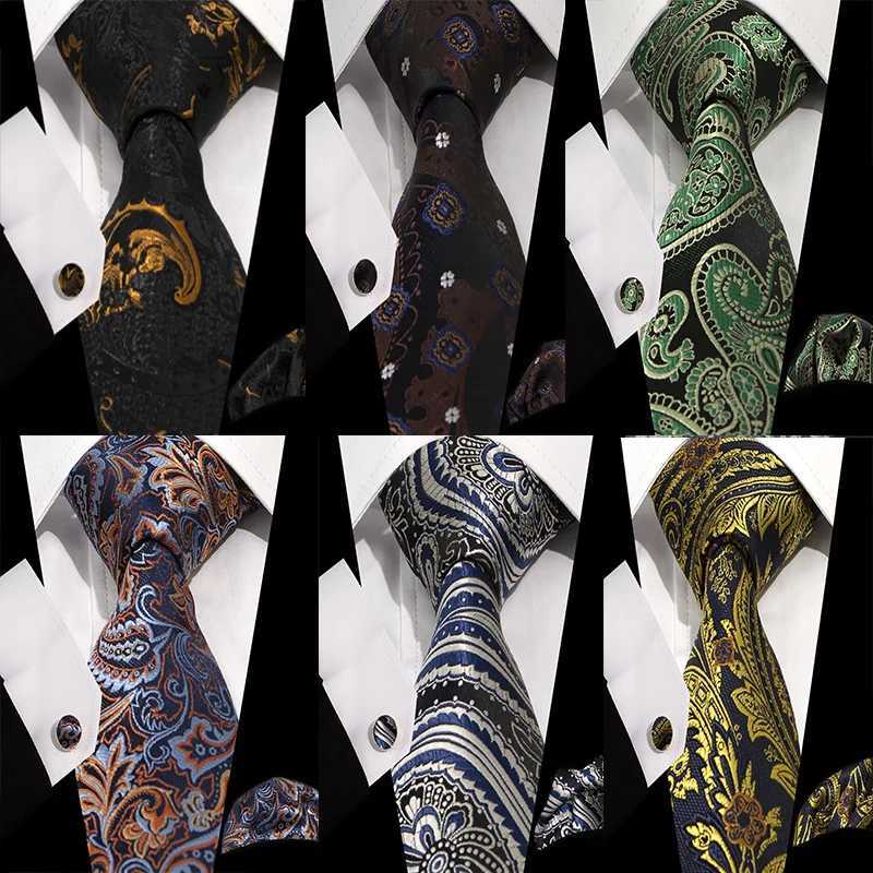 8.5cm Paisley Patter Vintage Mens Tie Hanky Cufflinks Set Wedding Gro Business Formal New Model Handmade Necktie X250407