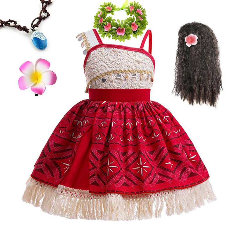 Disney Moana 2 Girls Princess Dress 2024 Girls Party Dress Vaiana Role Playing Dress with Tassel Shell Decoration Dress X250408