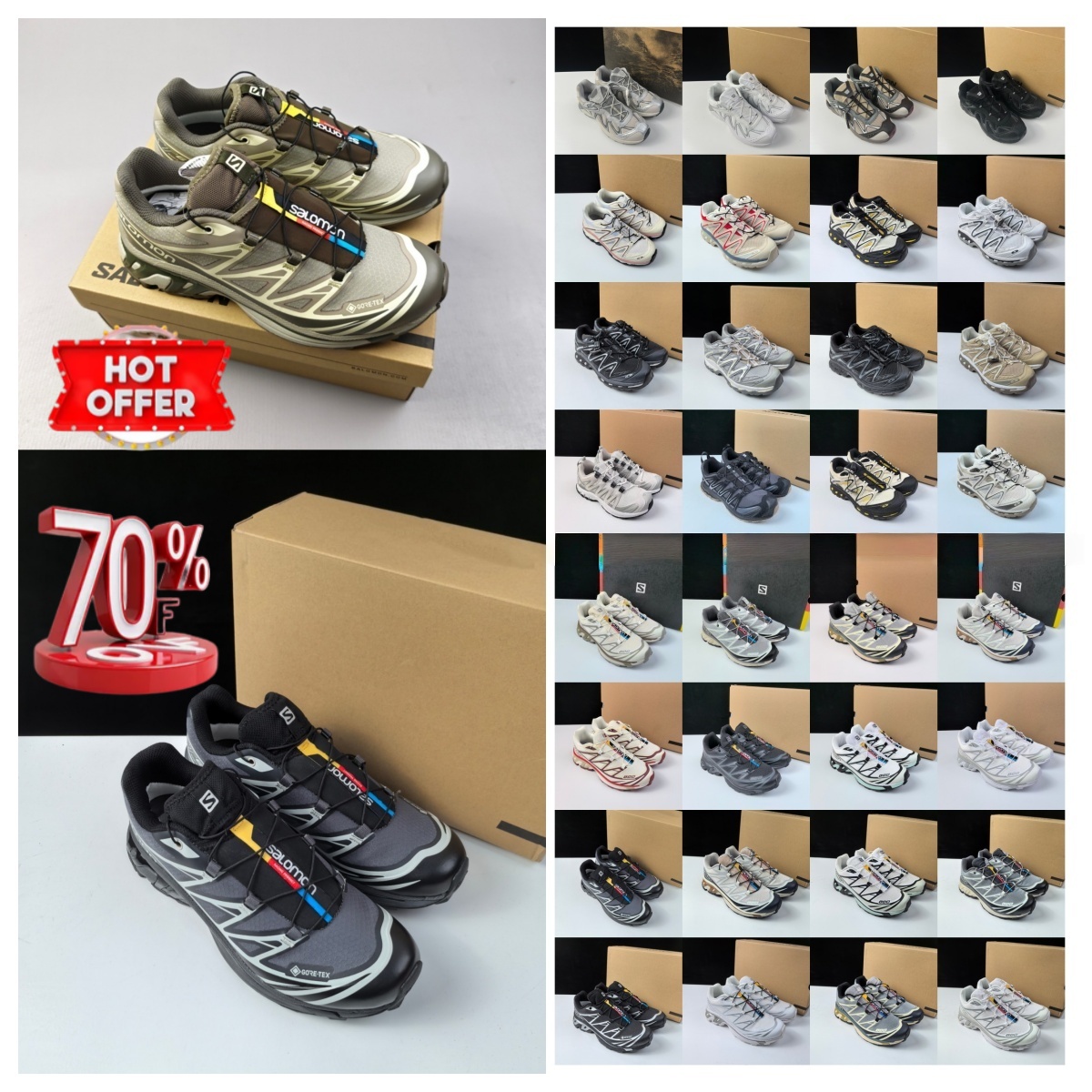 Salomom Xt6 3D Sneakers XT-4 XT-Q Quest Designer Shoes Hiking Full Series Blue Yellow Matte Gray Black Outdoor Sports Shoes Trekking Unisex Running Trainers