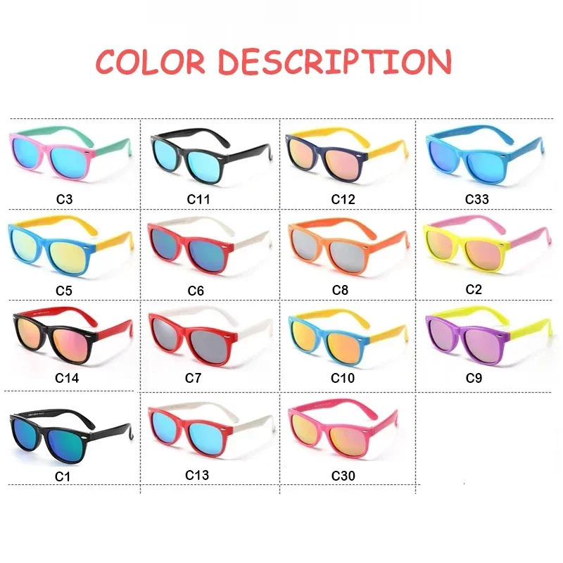 Polarized Childrens Sunglasses TR90 Silicone Boys and Girls Sunglasses Childrens Outdoor Goggles UV400 Age 3-12 250403