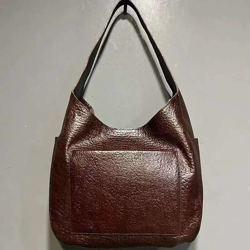 Women's Lady Tote Underarm Genuine Leather Oiled Hand Bag Ladies Retro Style Designer Fashion Women Bags 2024 Shopping