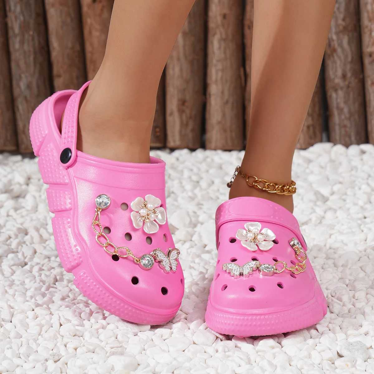 Womens floral and Rhine decorations soft bottomed platform leisure garden slide summer N-Slip beachXJ250407