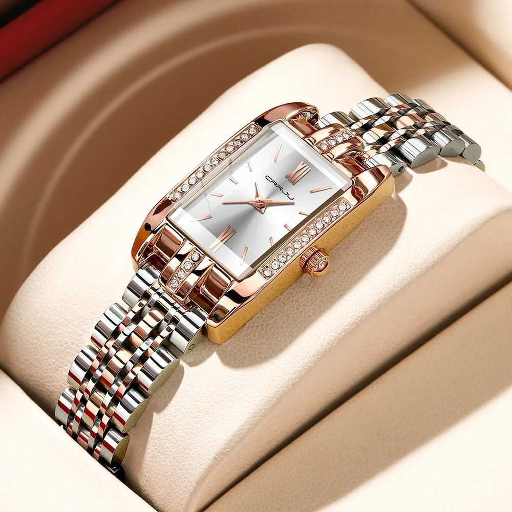 CRRJU brand rectangular ultra-thin Nordic simple style Japanese quartz sports fashion stainless steel bracelet strap womens watchT250408