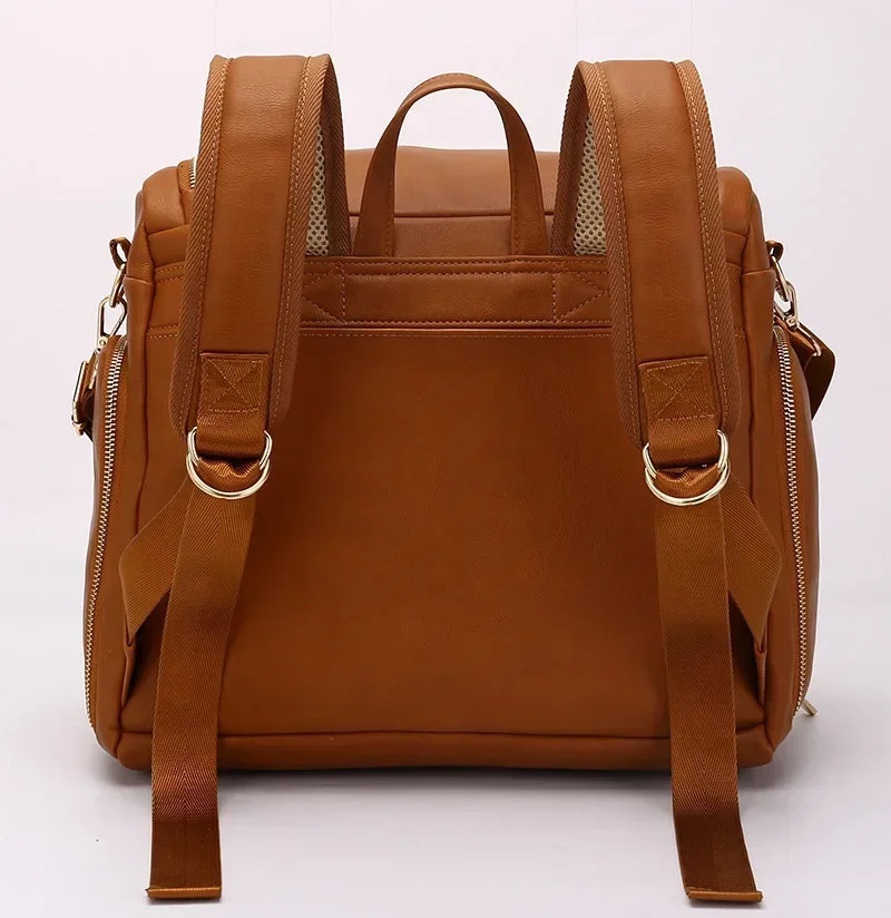 PU Leather Mummy Maternity Bag Baby Diaper Bag Solid Large Capacity Travel Back Pack Stroller Bags with Changing Pad 250407