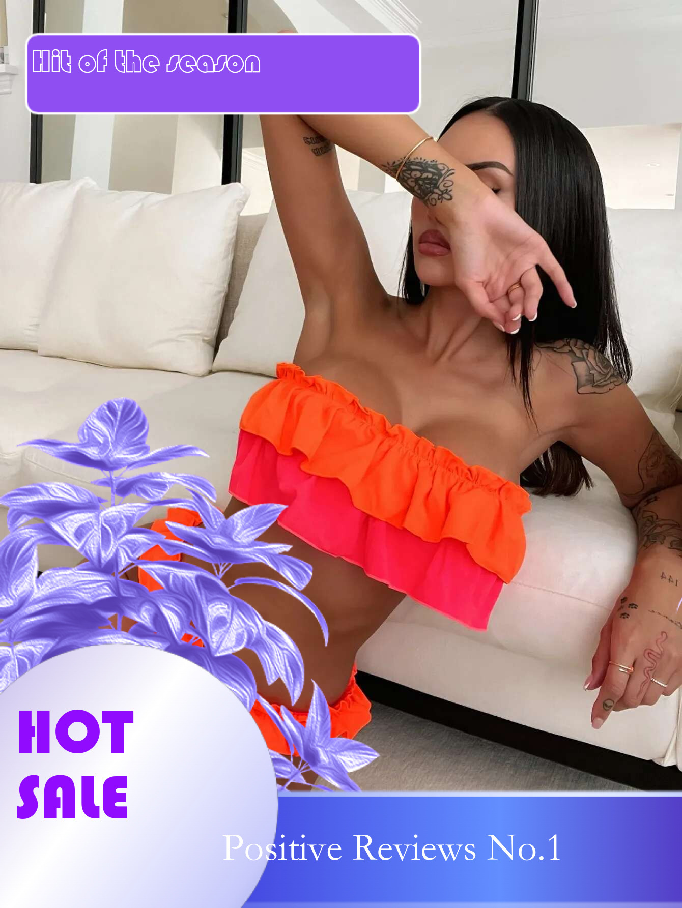Dongdumaoyi Sexy Bandeau Bikini Mujer Women Orange Patchwork Push Up Ruffles Micro Swimwear Brazilian Beach Bathing Suit Thong Swimsuit