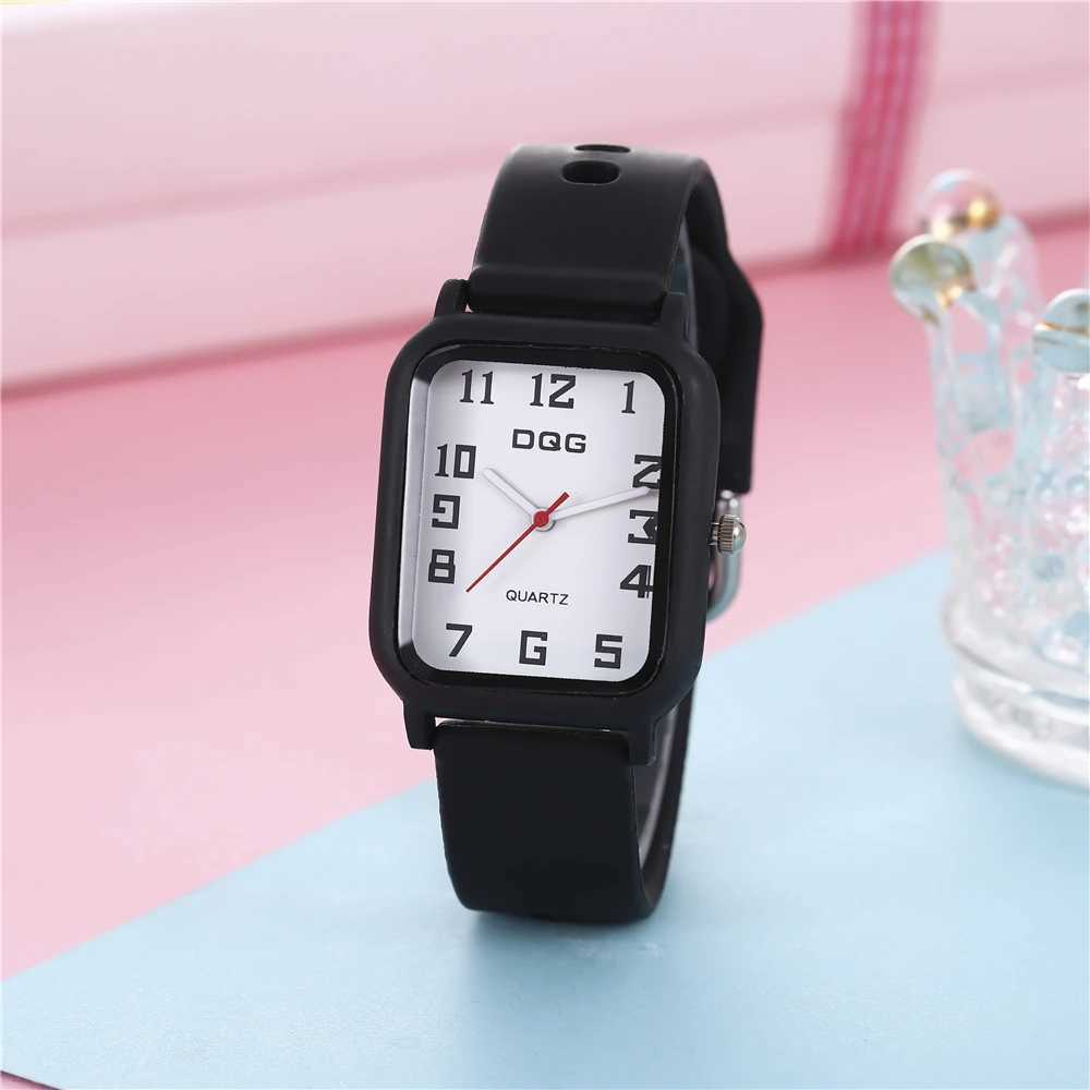 Fashion Sports Womens DQG Brand Watch Simple Rectangular Number Womens Quartz Watch Casual Silicone Strap Dress Gift Watch Y250407