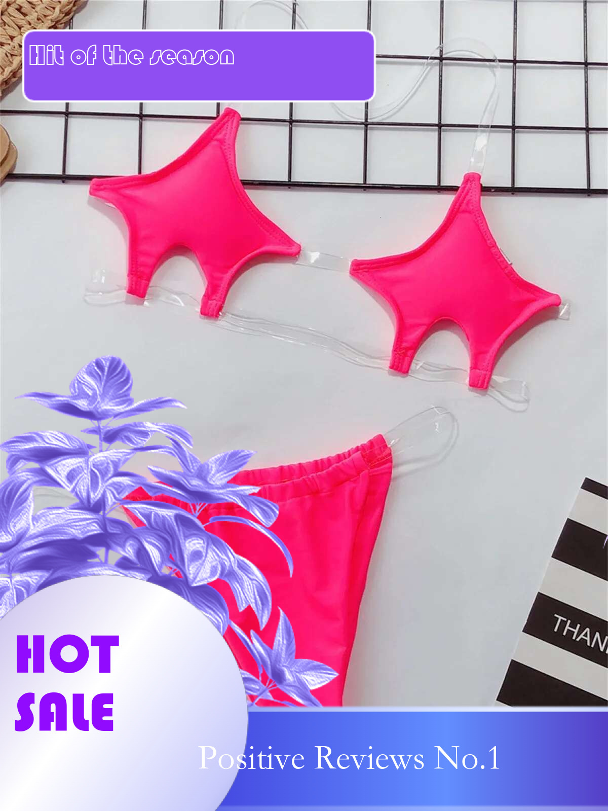 Dongdumaoyi Sexy Micro Bikini Women Pentagram Design Transparent Swimwear Neon Clear Strap See Through Thong Swimsuit Traje De Ba O