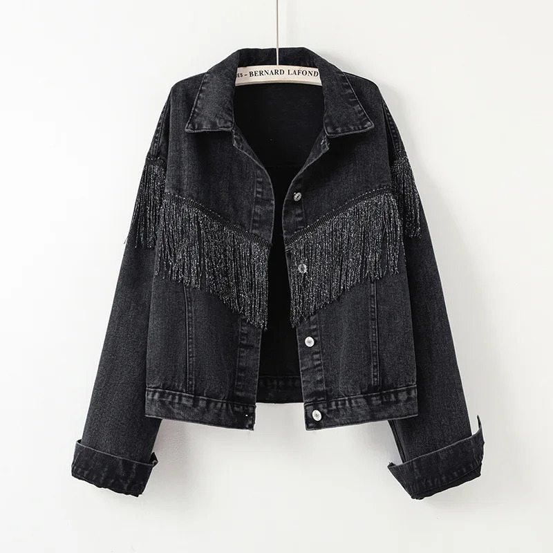 Womens Spring Jacket Denim Cut Edge Collar n Sexy Retro Coat Oversized Y2K Short Jeans 250407