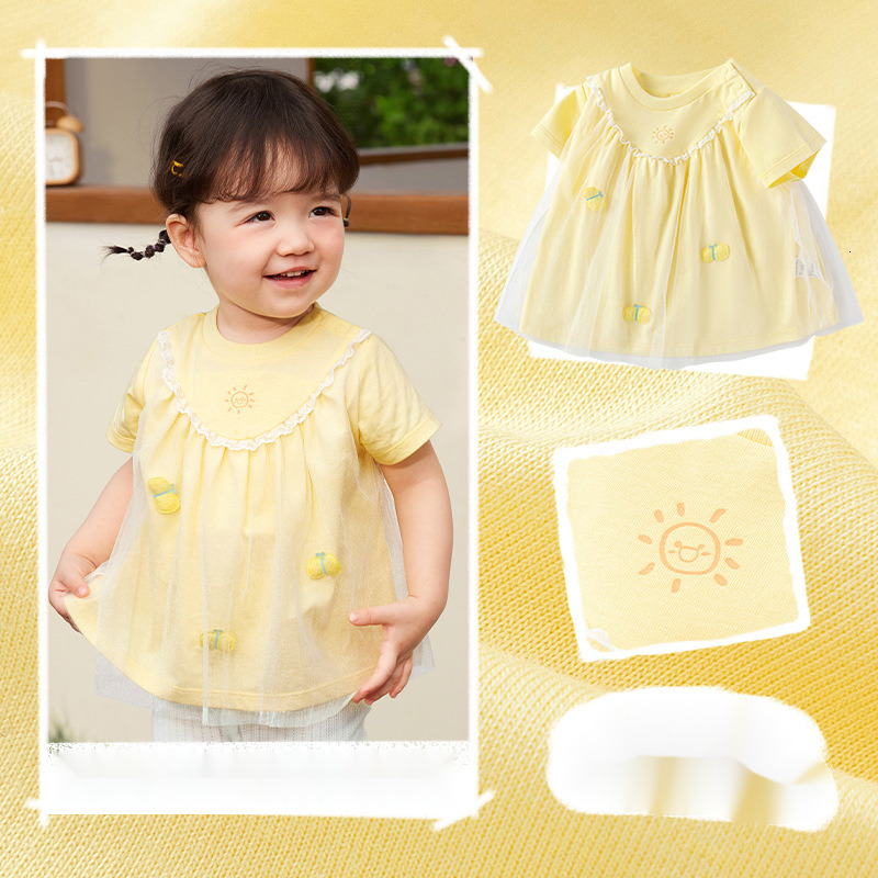 Ddmyshoesvip Children S Clothing Girls Mesh T Shirt New Summer Short Sleeved Pure Cotton Outerwear For Small Medium Sized Babies And Sweet