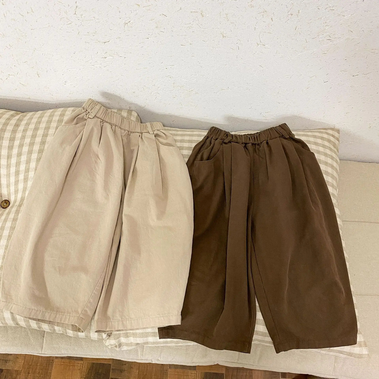 5020 Childrens Wide Leg Pants Spring Loose Cotton Girls Casual Radish Pants 1-10 Years Childrens Trousers 250408