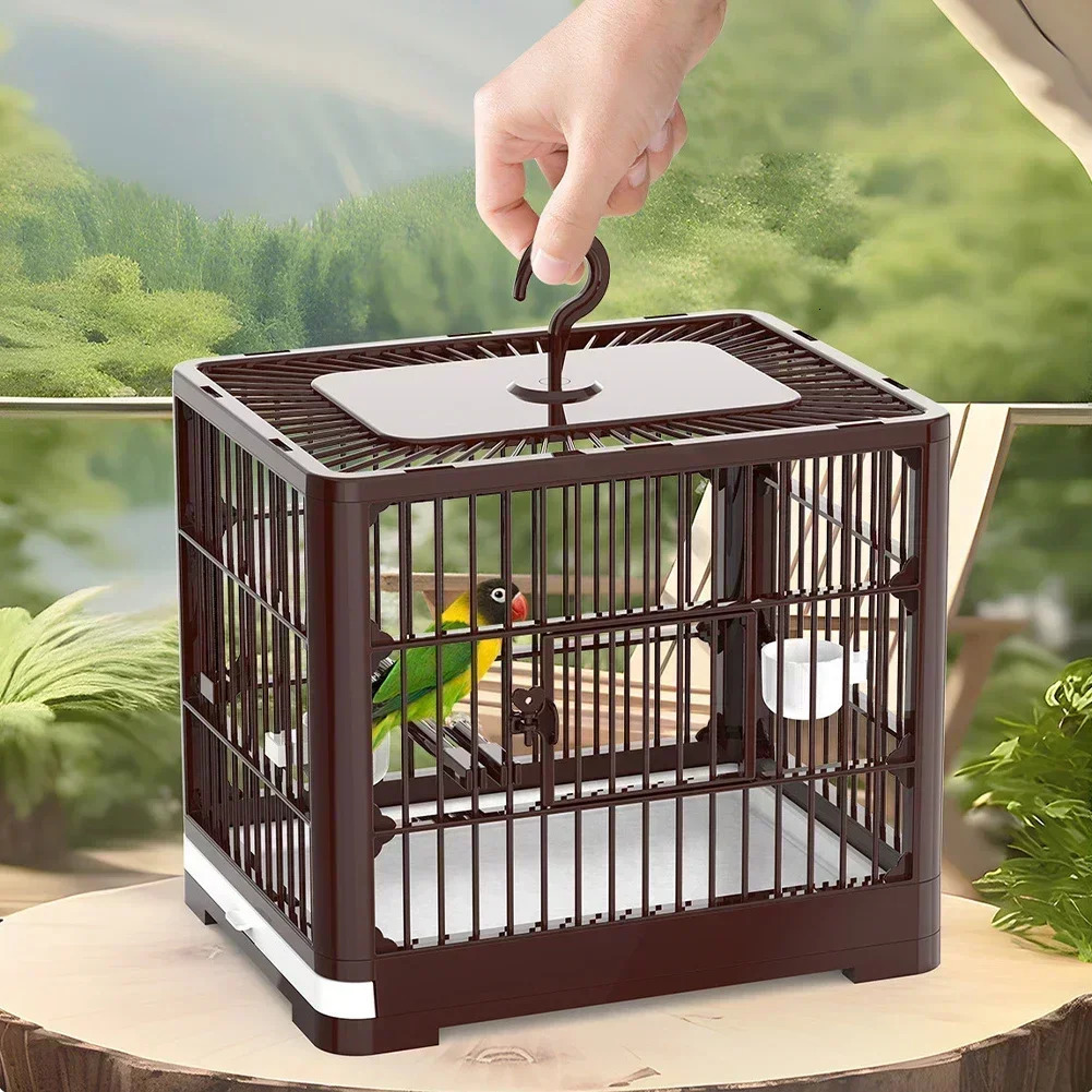 Portable bird container bird travel birdcage with handle large space breathable folding birdcage set bird accessories 250403