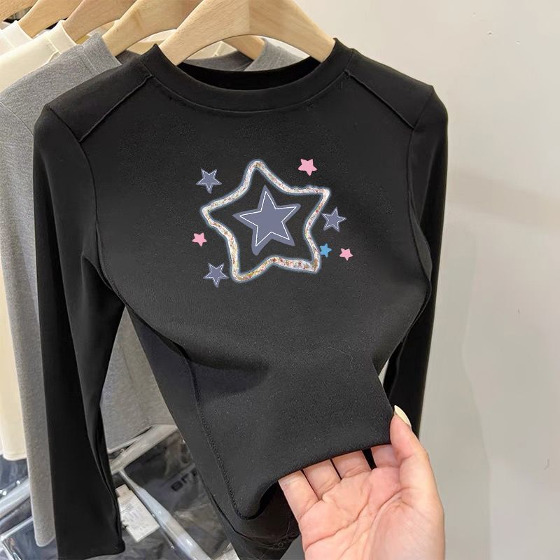 Ddmyshoesvip Girls Long Sleeved German Velvet Base Shirt New Cartoon T Shirt Short Style Medium And Large Children S Western Style Warm Top