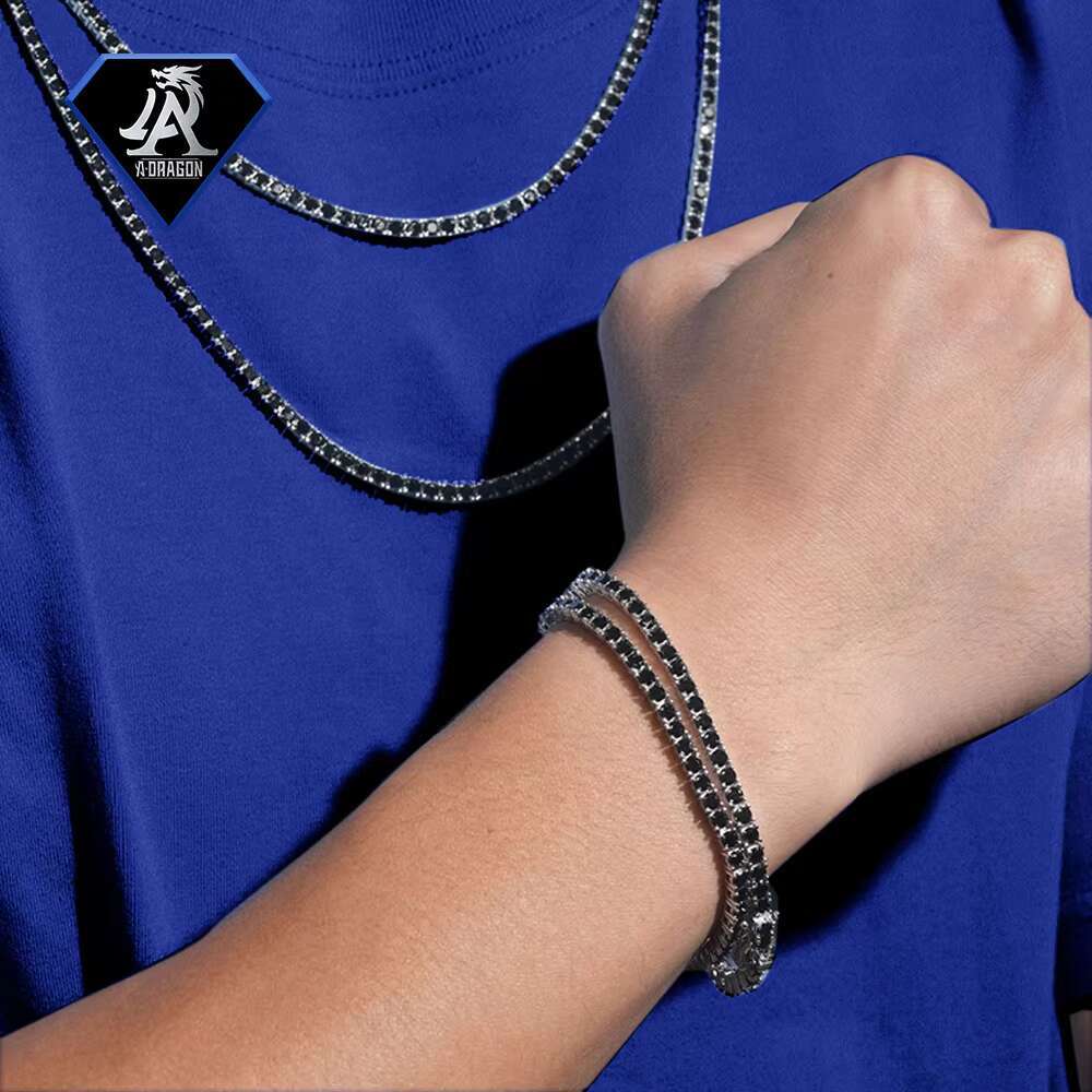 Gleaming 4mm Multicolor Moissanite Tennis Set Chic Bracelet Necklace Set Gold-Plated 925 Silver Chic Moissanite Necklaces