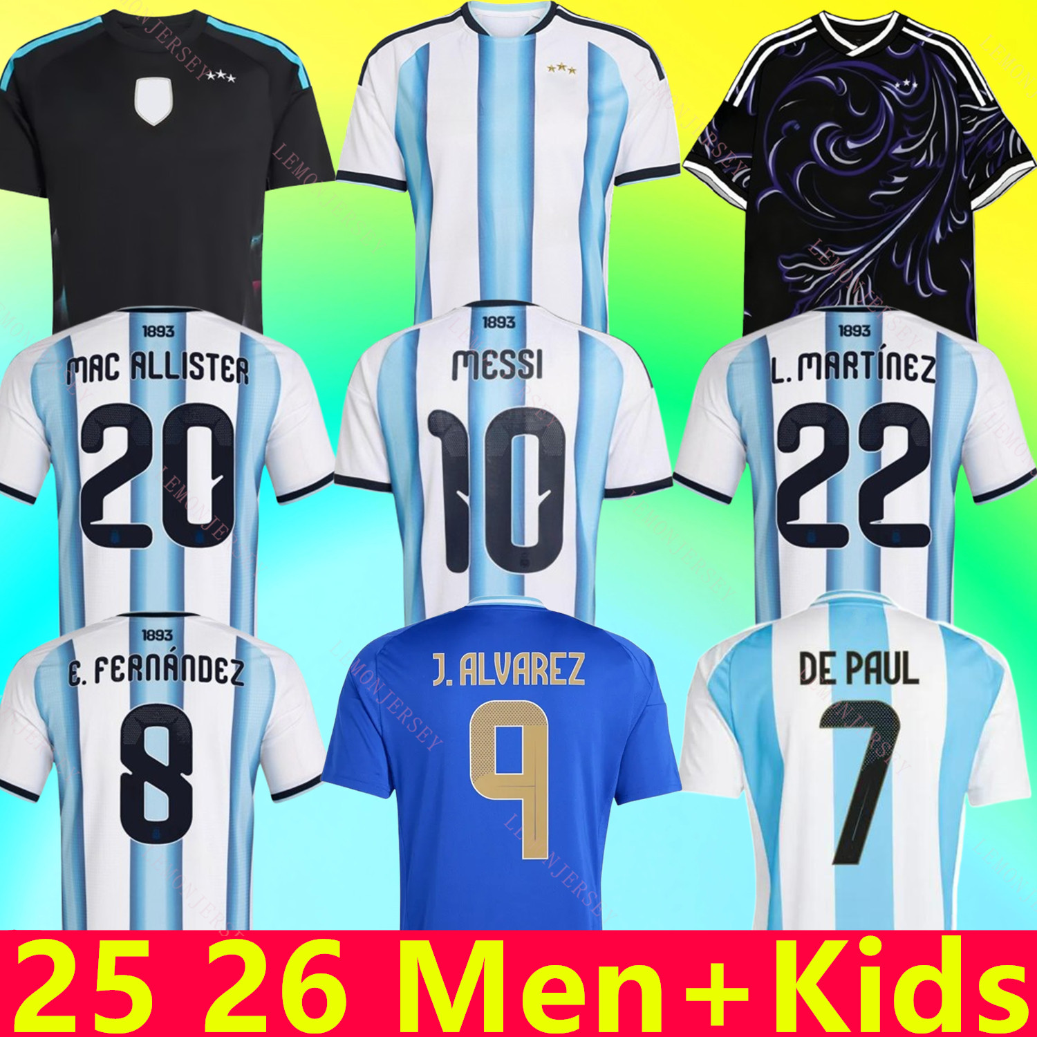 50th Argentinas 2025 2026 Football Jersey MESSIS Soccer Jerseys 24 25 26 MARTINEZ DE PAUL DI MARIA MARADONA MAC ALLISTER FERNANDEZ J.ALVAREZ ALMADA NICO Men Kids Kit