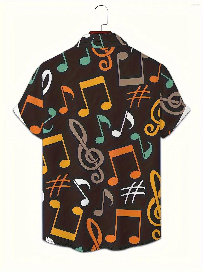 Men's Casual Shirts Musical Instrument Graphic Shirt Fashion Personality Streetwear Party Loose Oversized Button Short Sleeve