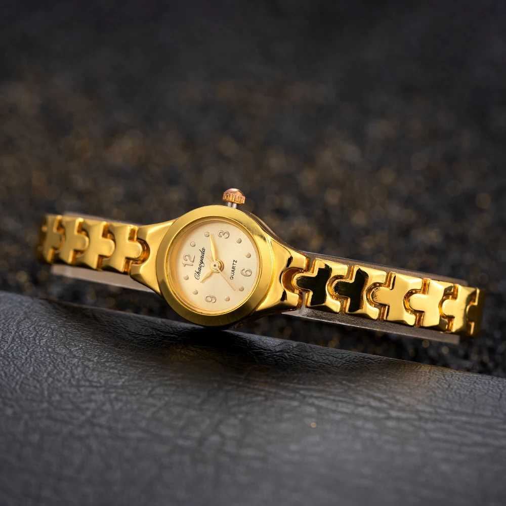 Luxury womens watch Rhinestone gold bracelet high-quality classic stainless steel watch quartz womens watchT250408