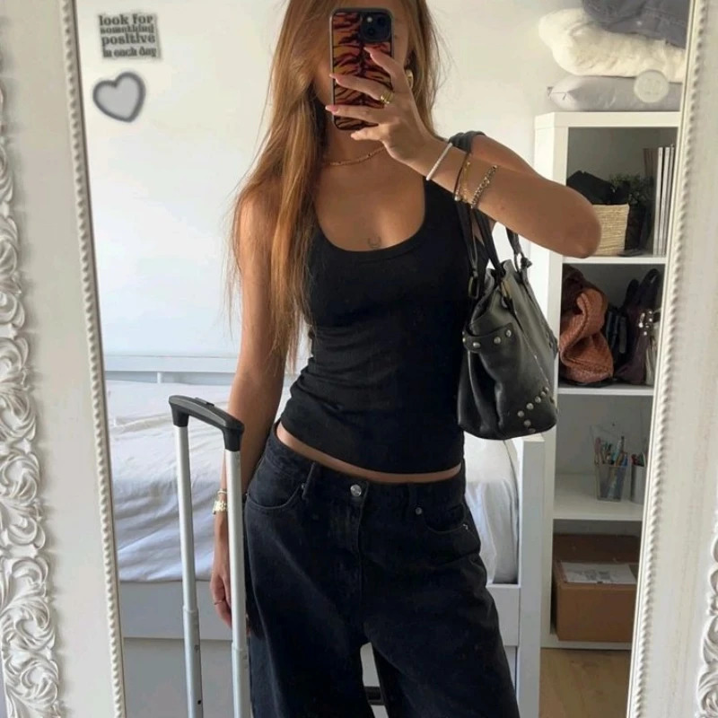 Totem Sexy Vest Women Soft Short Tight Sleeveless Outwear Tank Top Tee Crop Casual TShirt Female Clothes 250407