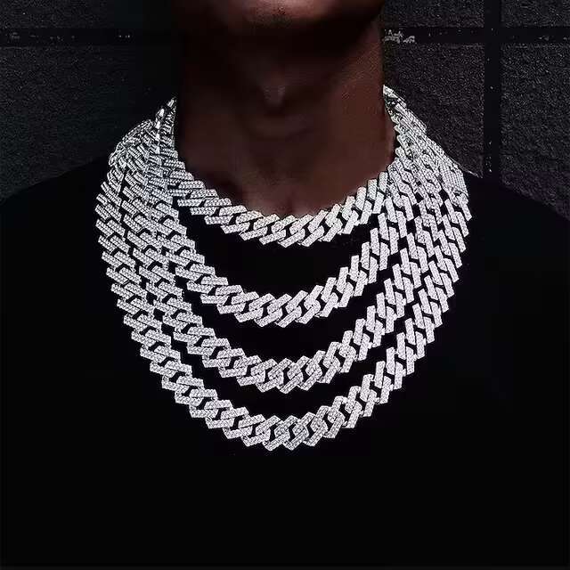 Hip-Hop 12mm Sterg Sier Bracelet Ice Out Moissanite Dia Cuban k Chain Necklace for Men