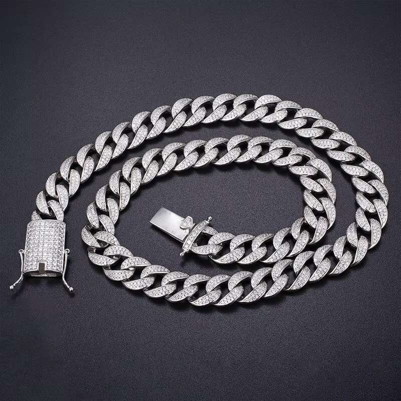 Sier handmade ice crystal jewelry, moissanite necklace chain