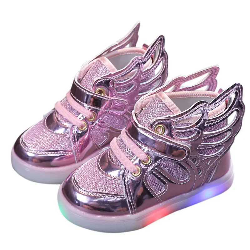 Childrens sports shoes baby girls childrens luminous sports shoelaces light girls sports shoes sizes 21-30 LED lights childrens casual shoes W250407