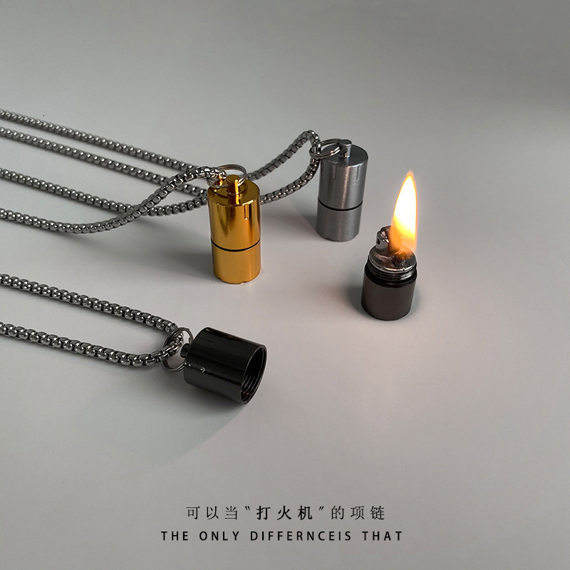 Lighter Titanium Steel Necklace, Men's Trendy Hip Hop Versatile Pendant, High Grade, Simple Necklace