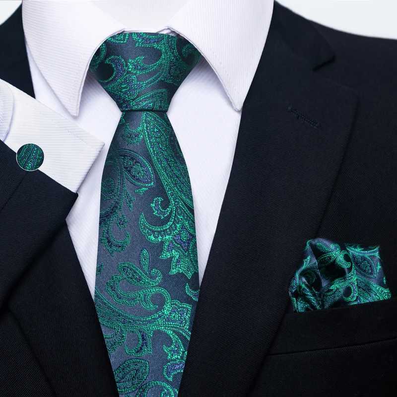 High Quality Luxurious Brand 8 cm Tie Pocket Squares Set For Men Green Floral Necktie Suit Accessories Fit Formal Party X250407